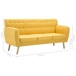 vidaXL Canapé à 3 places revêtement en tissu 172x70x82 cm jaune pas cher