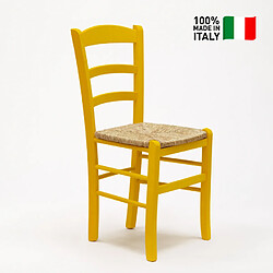 Avis Ahd Amazing Home Design Chaise en bois et assise en paille pour salle à manger bar et restaurant Paesana, Couleur: Jaune