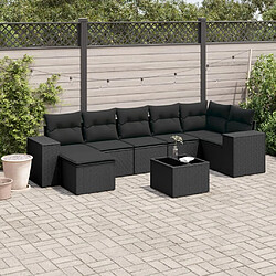 vidaXL Salon de jardin 8 pcs avec coussins noir résine tressée