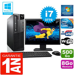 PC Lenovo M92p SFF Core I7-3770 Ram 8Go Disque 500 Go Wifi W7 Ecran 27" · Occasion 