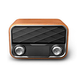 Universal Étagère radio rétro haut-parleur Bluetooth subwoofer portable extérieur double haut-parleur subwoofer radio FM carte TF assistant disque U musique | Étagère haut parleur (bois foncé)