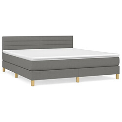 vidaXL Sommier à lattes de lit avec matelas Gris foncé 160x200cm Tissu