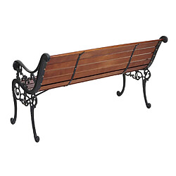 Mendler Banc de jardin HWC-F98, banc du parc, banquette en bois ~ 2 places, 125cm marron