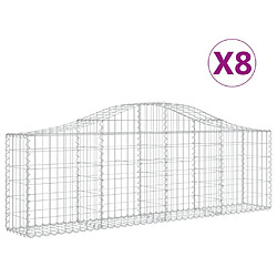 vidaXL Paniers à gabions arqués 8 pcs 200x30x60/80 cm Fer galvanisé