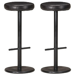 vidaXL Tabourets de bar lot de 2 noir cuir véritable 