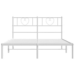 Acheter Maison Chic Lit adulte - Cadre de lit métal avec tête de lit pour chambre blanc 135x190 cm -MN47996