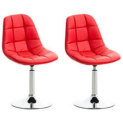 Decoshop26 Lot de 2 chaises de salle à manger lounge pivotante en PVC rouge et pieds trompette métal chromé 10_0001699