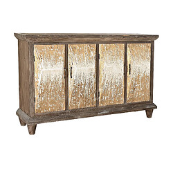 Pegane Buffet Meuble de rangement en bois de sapin et MDF coloris marron vieilli - Longueur 145 x Hauteur 92.5 x Profondeur 41.5 cm 