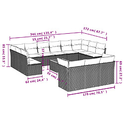 Avis vidaXL Salon de jardin avec coussins 14 pcs noir résine tressée