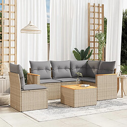 vidaXL Salon de jardin avec coussins 6pcs mélange beige résine tressée 