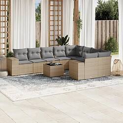 Maison Chic Salon de jardin avec coussins 10 pcs | Ensemble de Table et chaises | Mobilier d'Extérieur beige résine tressée -GKD57824