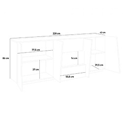 Ahd Amazing Home Design Meuble Buffet Design Salon 4 Portes 3 Tiroirs 220cm Blanc Brillant Ping Wide pas cher