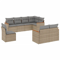 vidaXL Salon de jardin avec coussins 8 pcs beige résine tressée