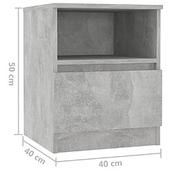 vidaXL Table de chevet Gris béton 40x40x50 cm Aggloméré pas cher