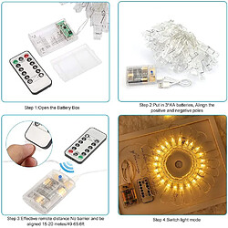 BESTA Chaîne lumineuse avec clips pour photos, 8 modes Clips photo Chaînes lumineuses USB / à piles Chaîne lumineuse photo Chaîne lumineuse photo pour pièces, chambres, photos, Noël, décorations de mariage