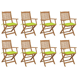 vidaXL Chaises pliables d'extérieur et coussins lot de 8 Bois d'acacia