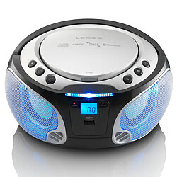 Lenco Radio portable FM et lecteur CD/MP3/USB/Bluetooth® avec éclairage LED SCD-550SI Noir-Argent 