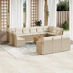 vidaXL Salon de jardin avec coussins 14 pcs beige résine tressée