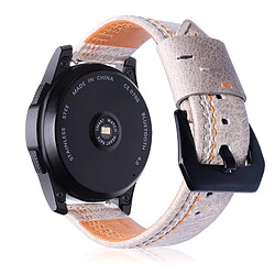 Wewoo Bracelet pour montre connectée en cuir pleine fleur avec motif Trois lignes Samsung Gear S3 22mm Kaki pas cher