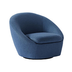 Vente-Unique Fauteuil pivotant arrondi en tissu bleu LACARA II