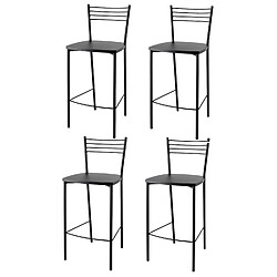 T M C S Tommychairs - Set 4 tabourets ELENA, structure en acier noir mat et assise en bois aniline noir