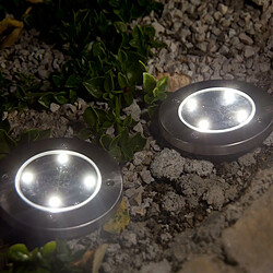 Lumi Jardin Lot de 8 spots solaires ronds 8x DECKY Argent Acier inoxydable D12cm