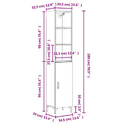 vidaXL Buffet haut Chêne fumé 34,5x34x180 cm Bois d'ingénierie pas cher