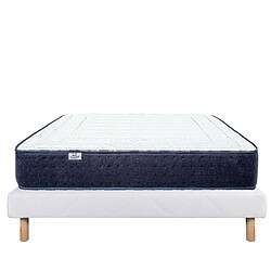 LUXURY LITERIE Ensemble matelas Nuage 140x190 cm + sommier blanc ep 13cm pas cher