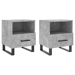 vidaXL Tables de chevet 2pcs gris béton 40x35x47,5cm bois d’ingénierie