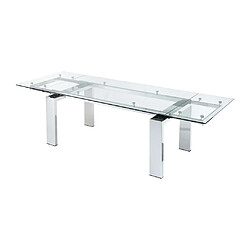 Avis Vente-Unique Table à manger extensible LUBANA - Verre trempé &amp; métal - 8 à 10 personnes