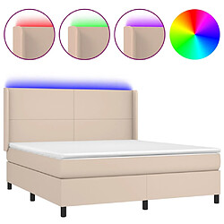 vidaXL Sommier à lattes de lit matelas LED Cappuccino 160x200 cm