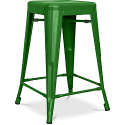 ICONIK INTERIOR Tabouret de bar - Design industriel - Acier mat - 60cm - Nouvelle édition - Stylix Vert