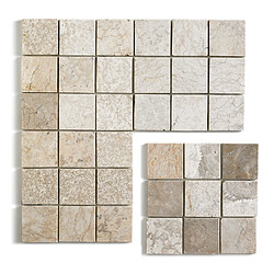 Pegane Carrelage mosaïque (Boite de 1m²) / Plaque de mosaïque mur et sol en marbre naturel coloris blanc mat - 30 x 30 cm