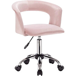 Helloshop26 Chaise de bureau avec accoudoirs en velours rose 19_0000145