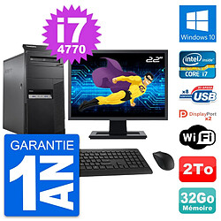 PC Tour Lenovo M83 Ecran 22" Intel i7-4770 RAM 32Go Disque 2To Windows 10 Wifi · Occasion 