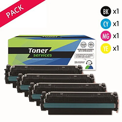 TONER SERVICES Compatible HP 410A Pack de 4 toners Noir, cyan, magenta et jaune 