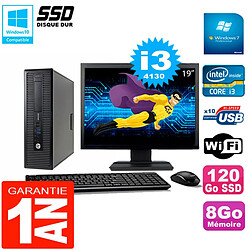 PC HP EliteDesk 800 G1 SFF Ecran 19" Core I3-4130 8Go Disque 120 Go SSD Wifi W7 - Occasion