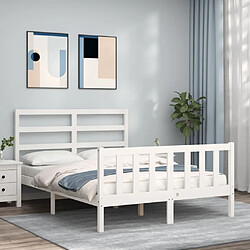 Maison Chic Cadre/structure de lit avec tête de lit pour adulte - Lit Moderne Chambre blanc 120x200 cm bois massif -MN38834