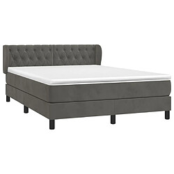 Avis Maison Chic Lit Adulte - Lit simple Lit à sommier tapissier et matelas moelleux - Meuble de Chambre - Gris foncé 140x200cm Velours -MN85058