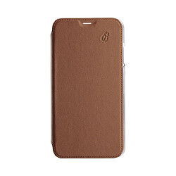 BEETLECASE Étui pour iPhone XR Folio Premium en Cuir avec Dos en Cristal et Porte-Cartes Marron clair