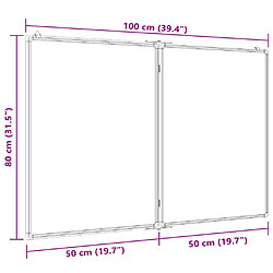 vidaXL Tableau blanc magnétique pliable 100x80x1,7 cm aluminium pas cher