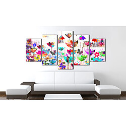 Decoshop26 Tableau toile de décoration murale impression premium en 5 parties sur châssis en bois motif Tulipes dans la pluie 100x50cm 11_0016236