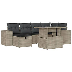 vidaXL Salon de jardin avec coussins 7 pcs gris clair résine tressée