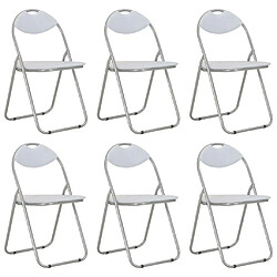 vidaXL Chaises pliantes à manger lot de 6 blanc similicuir 