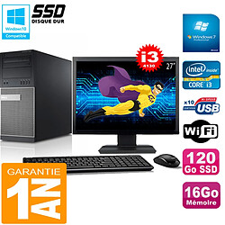 PC Tour DELL 9020 Core I3-4130 Ram 16Go Disque 120 Go SSD Wifi W7 Ecran 27" · Occasion 