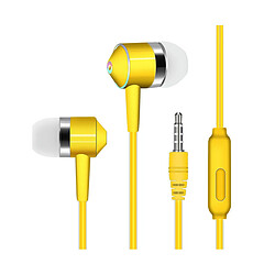 LUUCOZK Écouteurs intra-auriculaires avec microphone, prise universelle 3,5 mm, casques de sport avec micro, jaune 