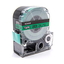 vhbw cassette à bande cartouche 24mm noir sur vert pour imprimante d´étiquette Epson LabelWorks LW-1000P, LW-600P remplace LC-6GBP, SC24GW. 