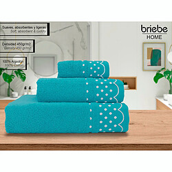 Lot de 3 Serviettes de Bain 100% Coton Éponge 450g Absorbants 3 Tailles Turquois, , Turquoise, Briebe, Polka Dots