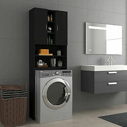 Maison Chic Meuble rangement de salle de bain | Meuble pour machine à laver | Armoire murale de bain Noir 64x25,5x190 cm -GKD21596