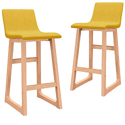 vidaXL Tabourets de bar lot de 2 jaune moutarde tissu 